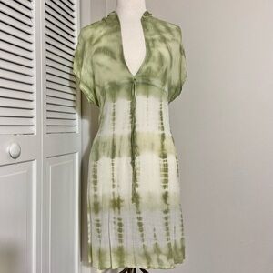 Raya Sun Sage Green Hooded Tie Dye Sundress Coverup Beach Boutique L Large